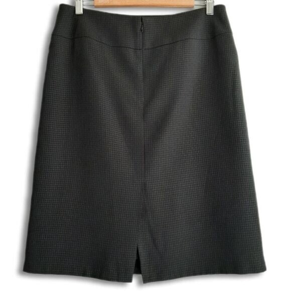 AK ANNE KLEIN / Classic Grid Check Knee Length Pencil Skirt Black Sz 10 - Picture 7 of 11